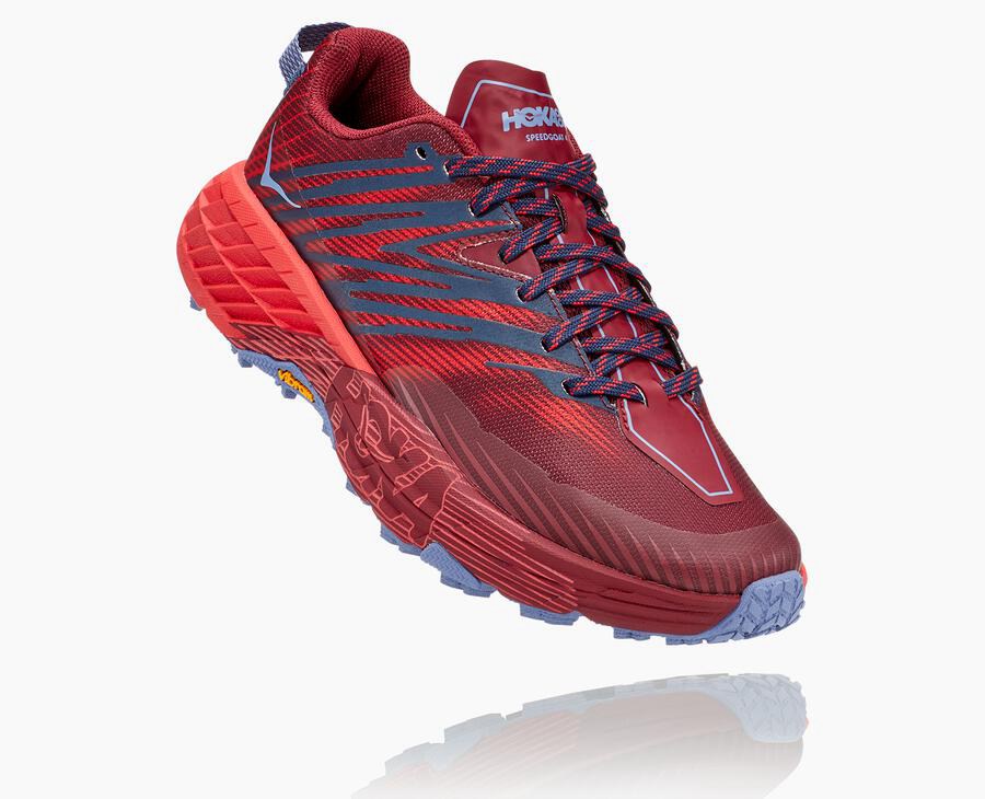 Hoka One One Speedgoat 4 - Women Trail Shoes - Red,Australia WGZ-610874